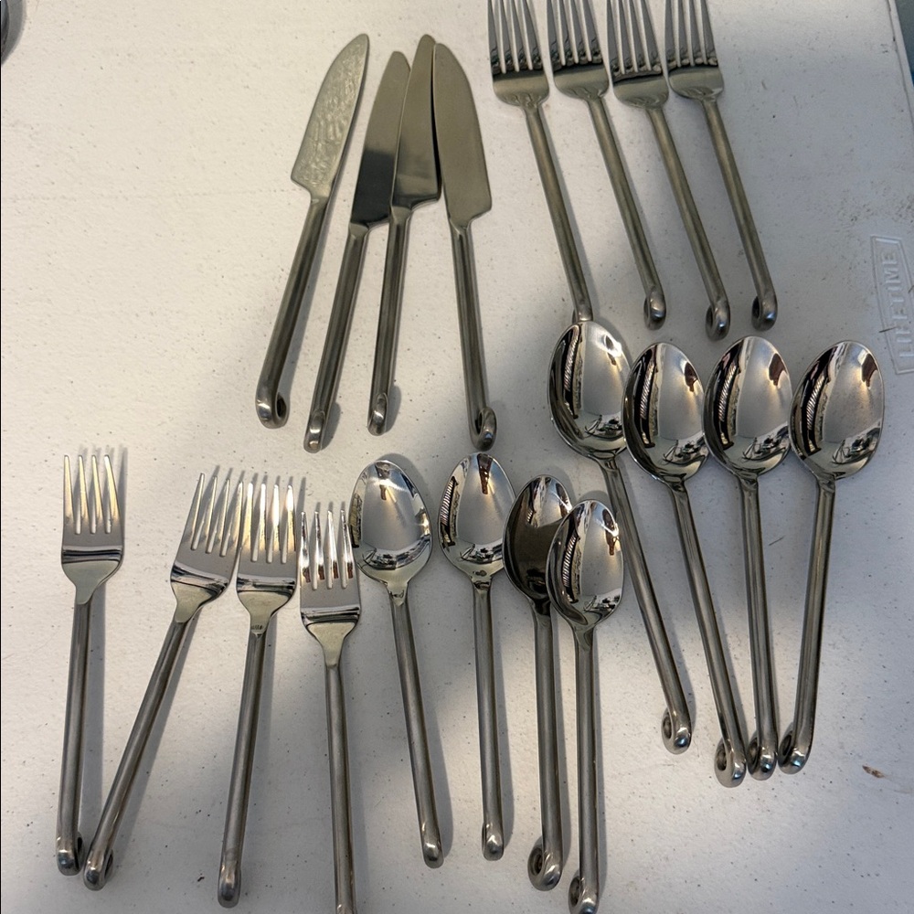 Stainless Steel Flatware Set - Polished Silver Cutlery